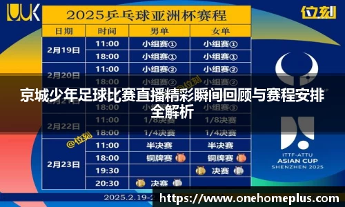 京城少年足球比赛直播精彩瞬间回顾与赛程安排全解析