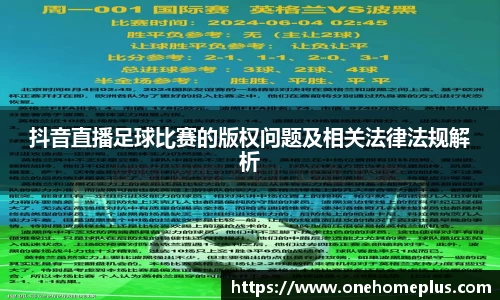 抖音直播足球比赛的版权问题及相关法律法规解析